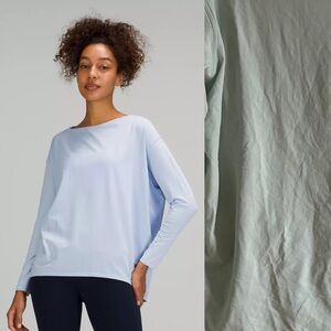 Lululemon Sz 6 Back In Action Long Sleeve Light Green Blue Relaxed Shirt
